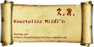 Kosztolicz Milán névjegykártya