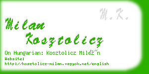 milan kosztolicz business card